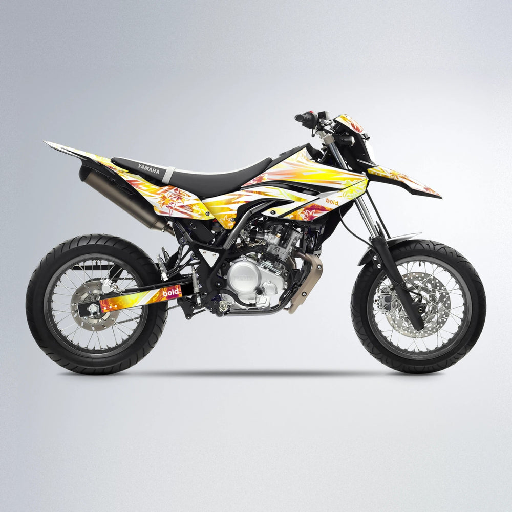 ROZALIN Yamaha WR 125X supermoto graphics kit in Orange & Yellow