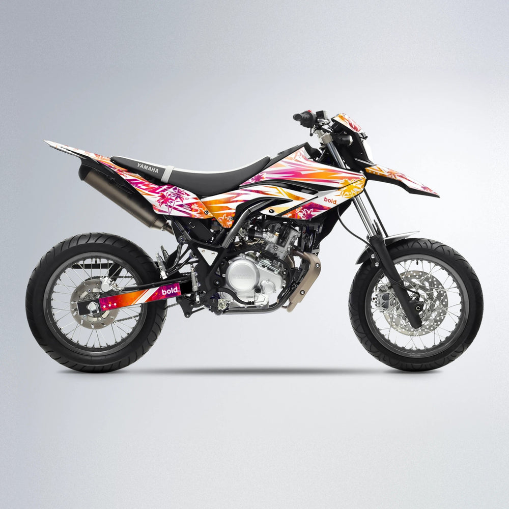ROZALIN Yamaha WR 125X supermoto graphics kit in Red & Orange