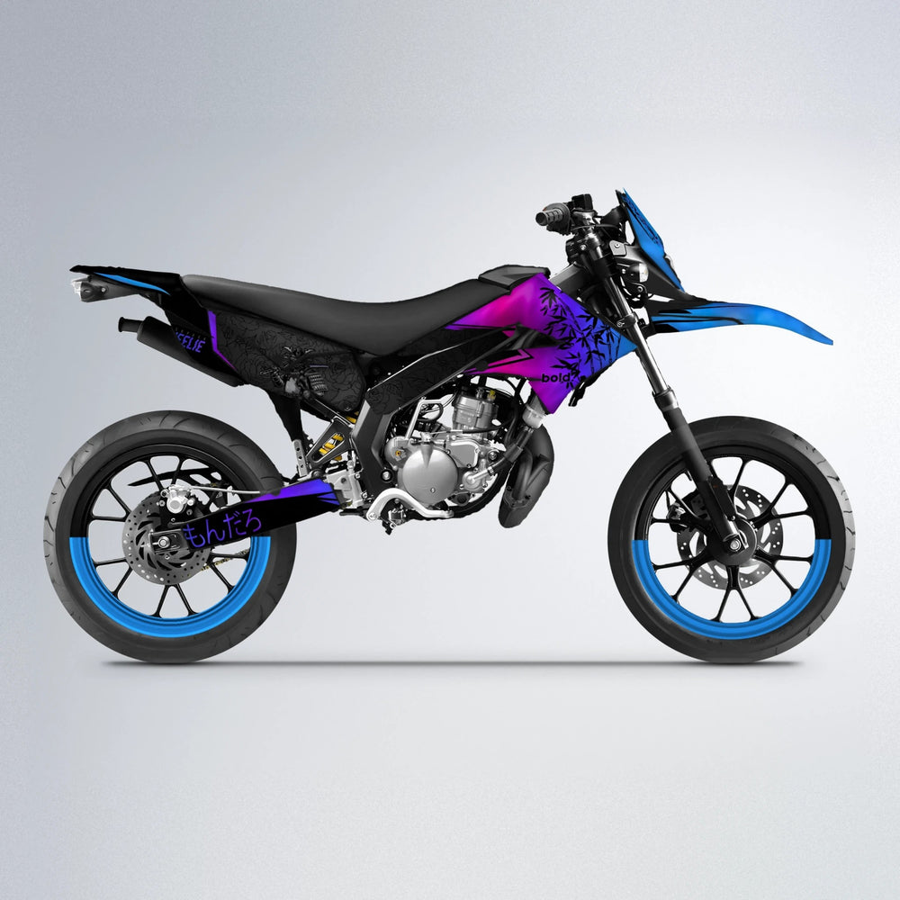 SAMURAI Derbi Senda supermoto graphics kit in Blue Purple Fade