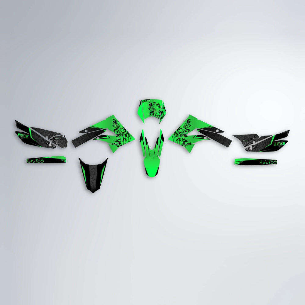 SAMURAI Derbi Senda graphics kit parts layout in Green