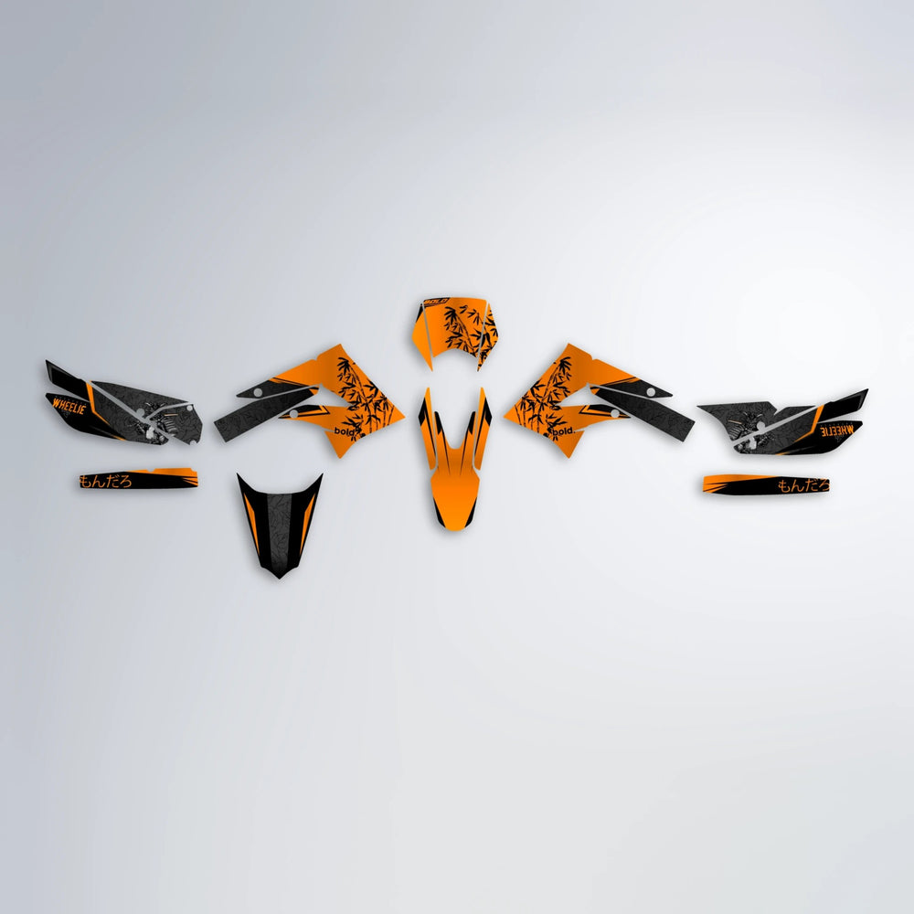 SAMURAI Derbi Senda graphics kit parts layout in Orange