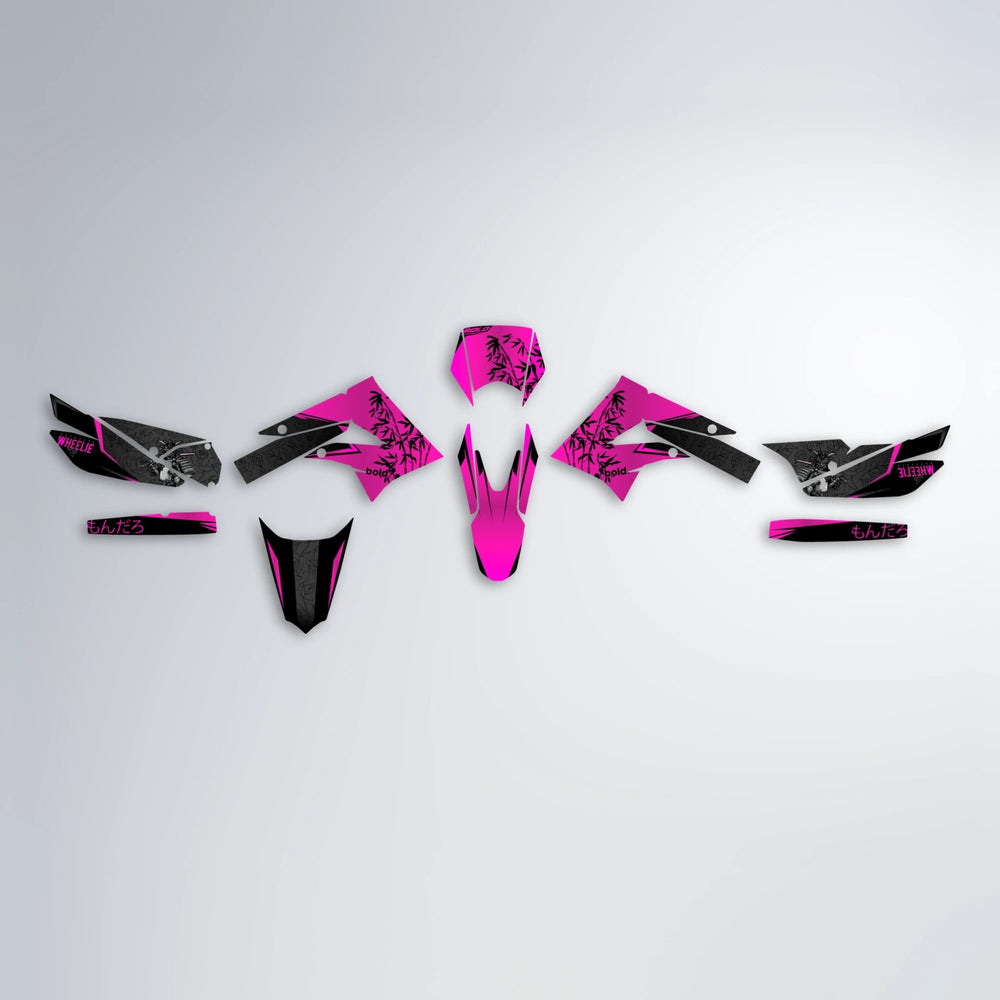 SAMURAI Derbi Senda graphics kit parts layout in Pink