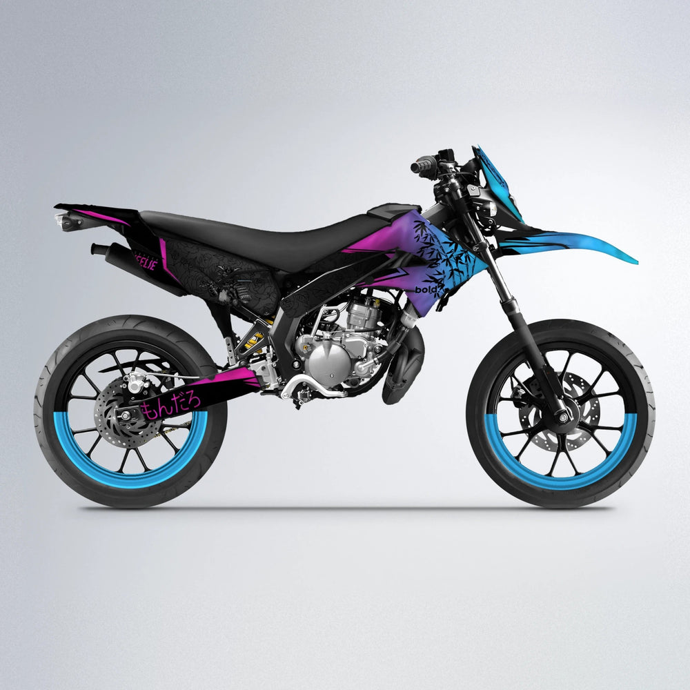 SAMURAI Derbi Senda supermoto graphics kit in Pink & Light Blue