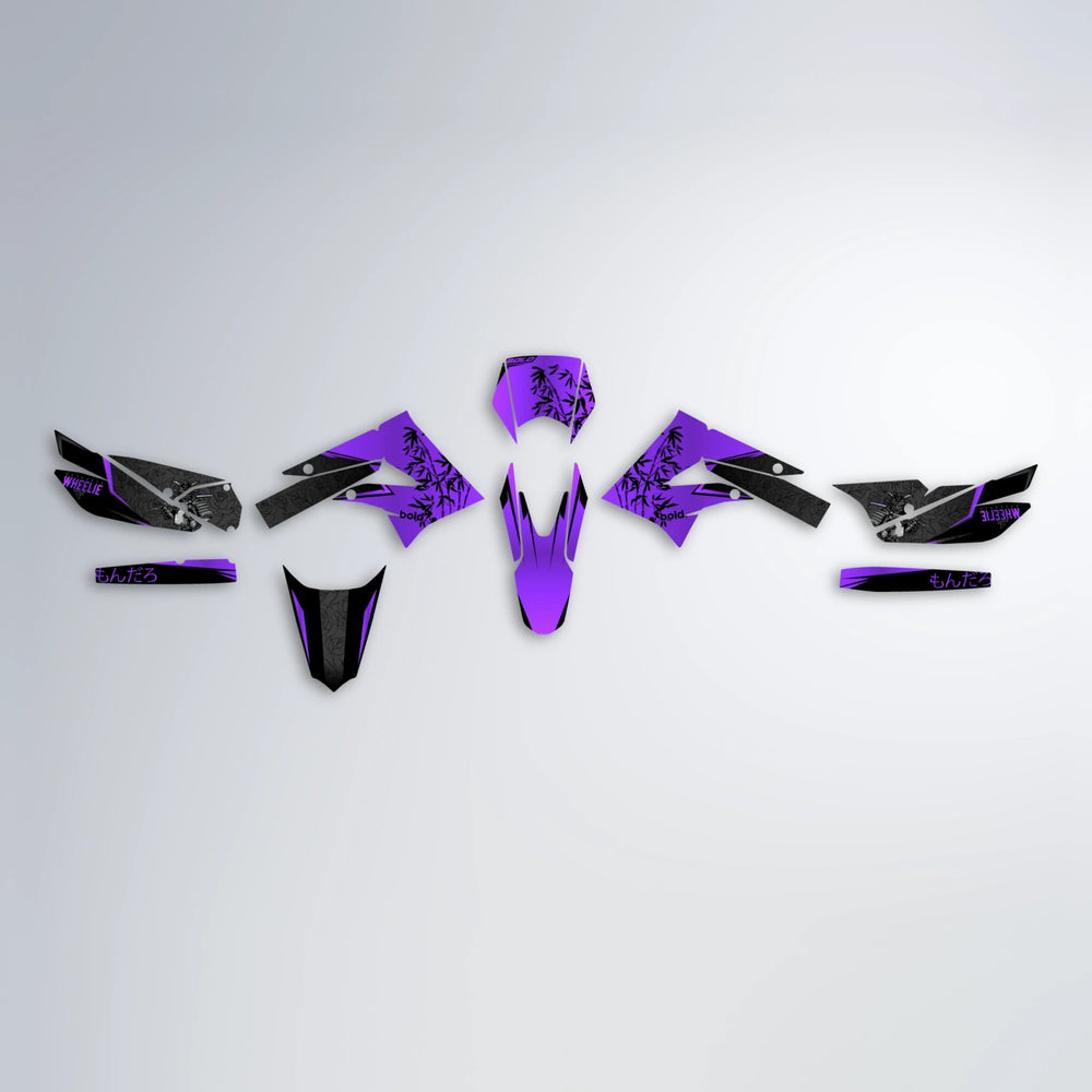 SAMURAI Derbi Senda graphics kit parts layout in Purple