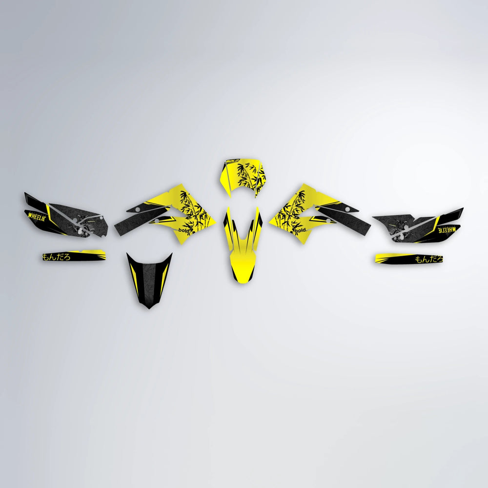 SAMURAI Derbi Senda graphics kit parts layout in Yellow