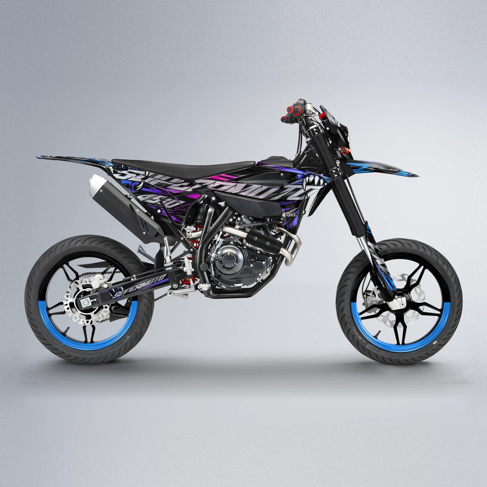 SAVAGE Beta supermoto graphics kit in Blue Purple Fade