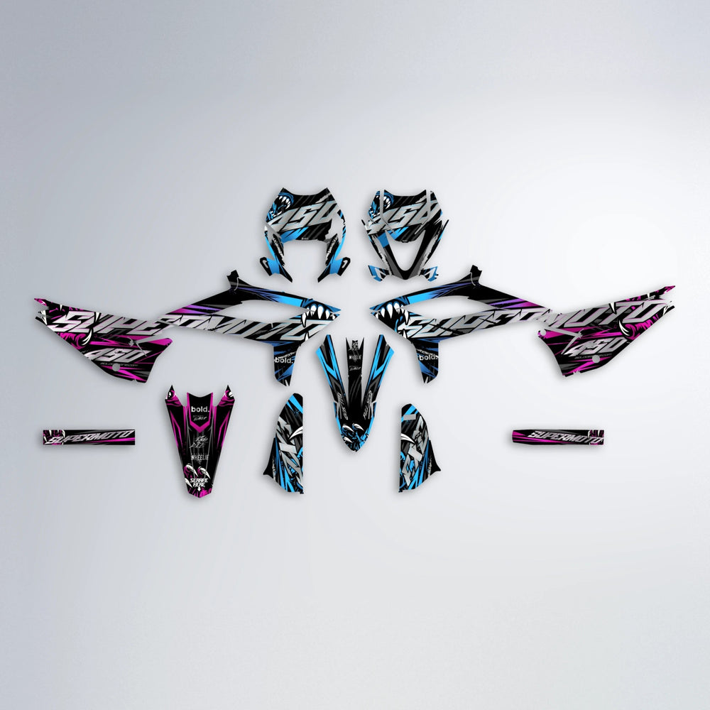 SAVAGE Beta graphics kit parts layout in Pink & Light Blue