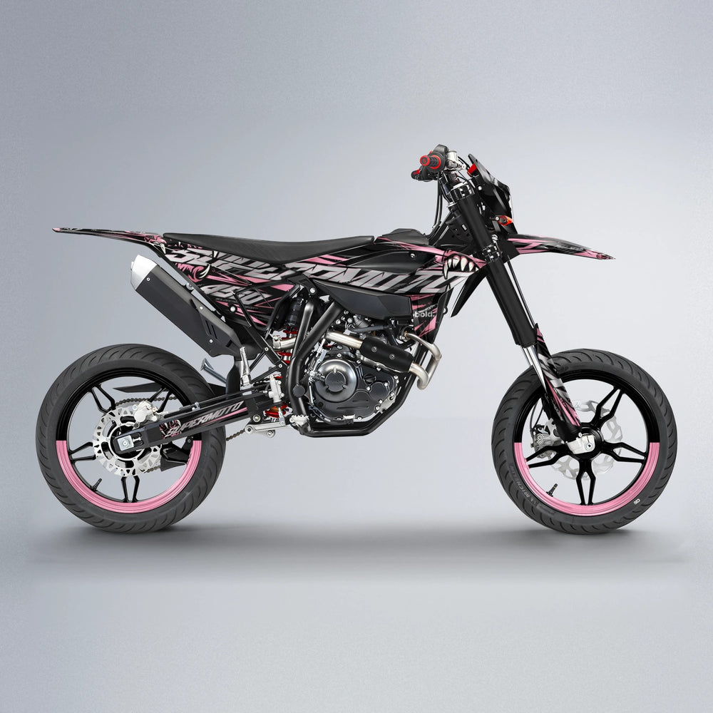 SAVAGE Beta supermoto graphics kit in Sakura Pink