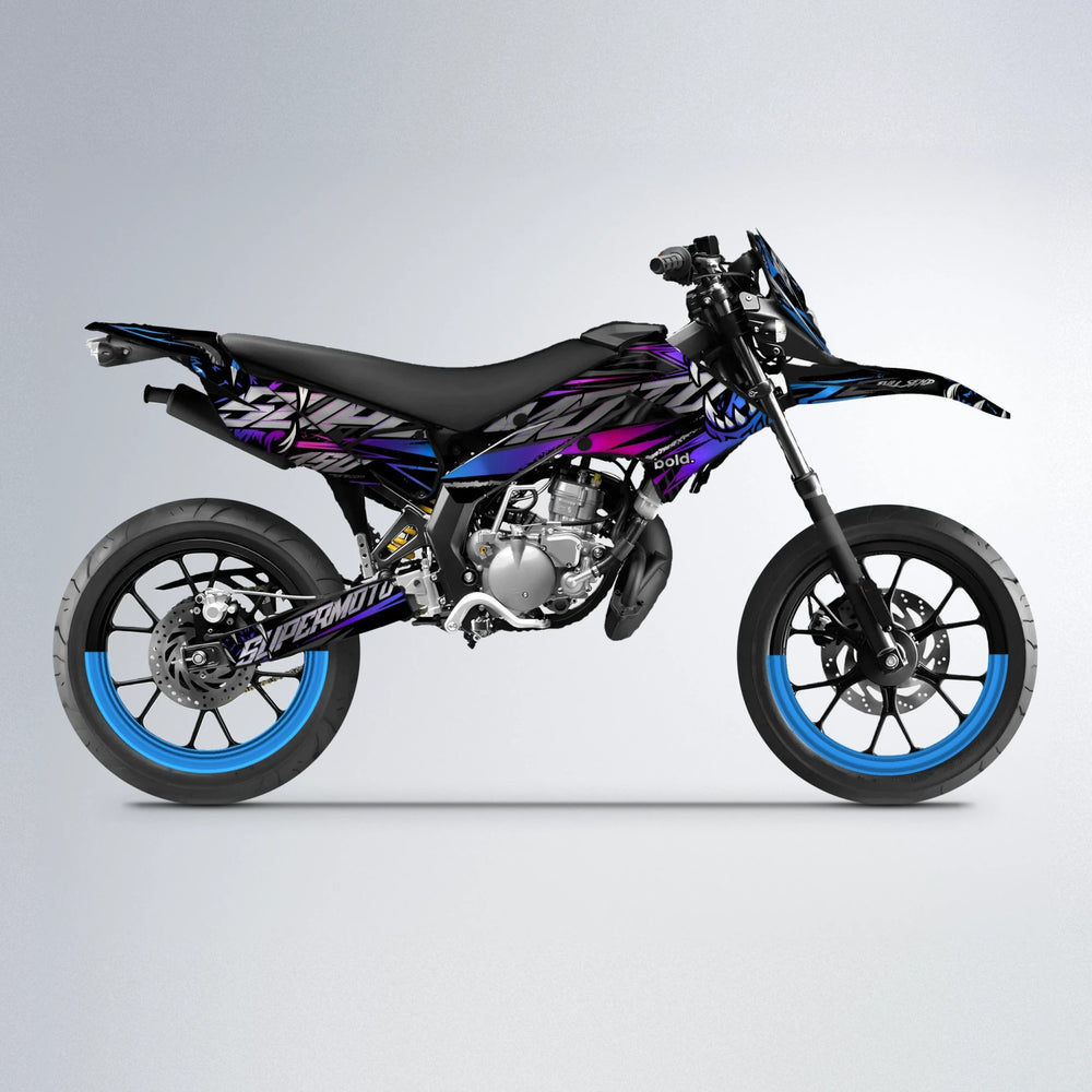 SAVAGE Derbi Senda supermoto graphics kit in Blue Purple Fade