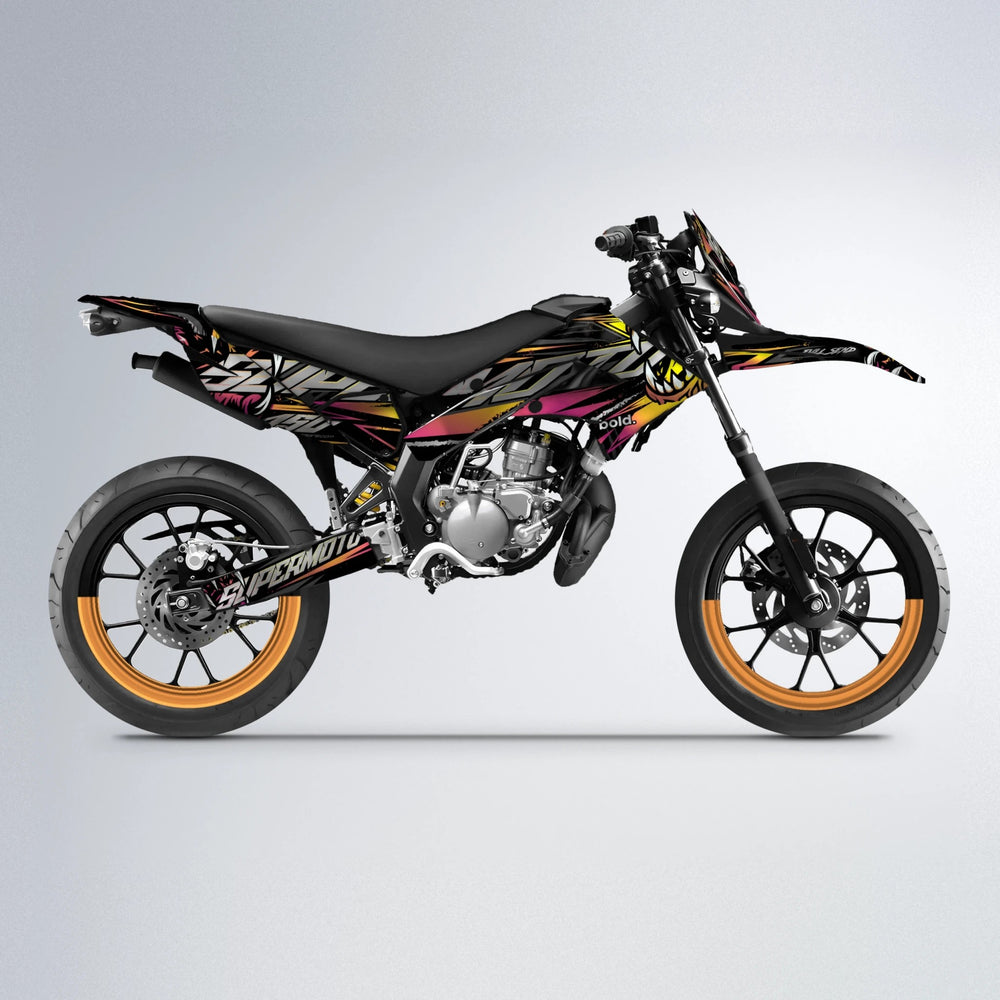 SAVAGE Derbi Senda supermoto graphics kit in Pink & Yellow