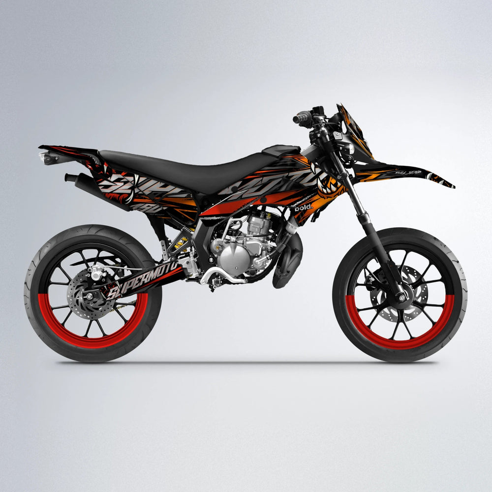 SAVAGE Derbi Senda supermoto graphics kit in Red & Orange