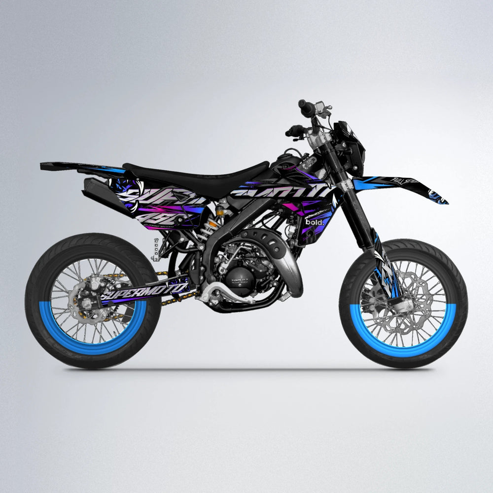 SAVAGE Rieju MRT supermoto graphics kit in Blue Purple Fade