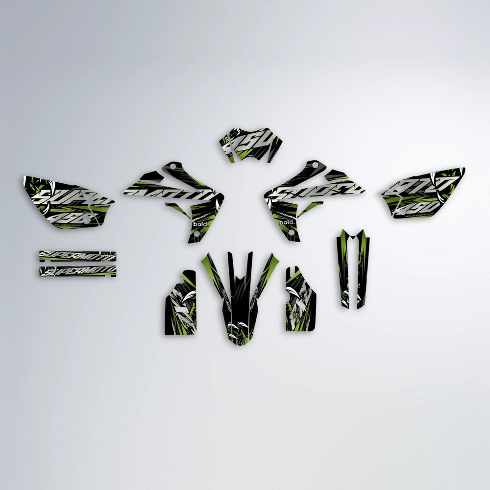 SAVAGE Rieju MRT graphics kit parts layout in Olive