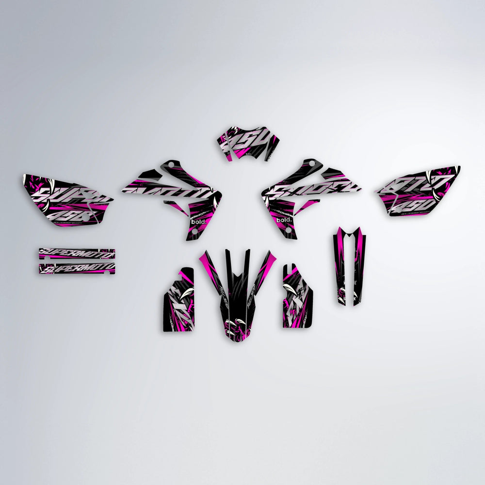 SAVAGE Rieju MRT graphics kit parts layout in Pink