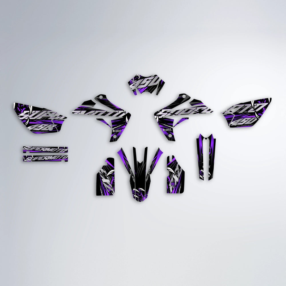 SAVAGE Rieju MRT graphics kit parts layout in Purple