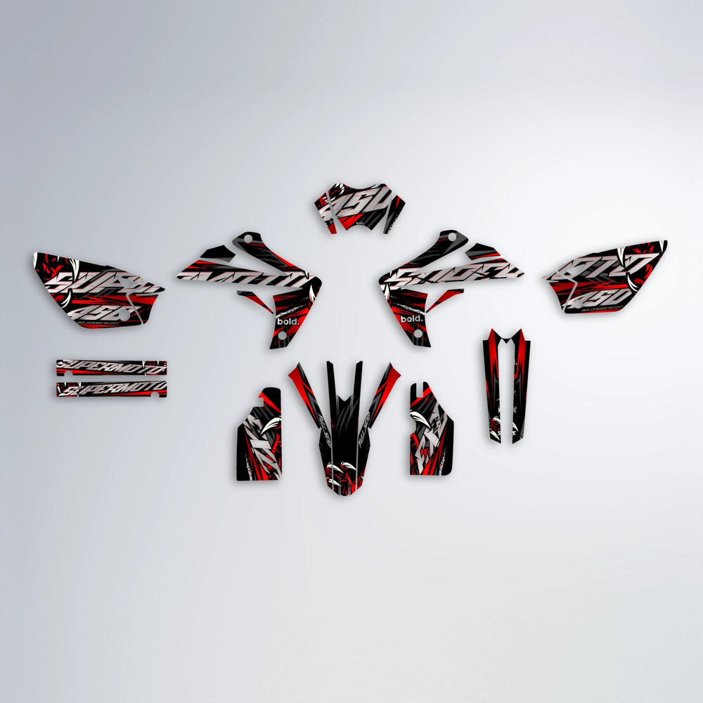 SAVAGE Rieju MRT graphics kit parts layout in Red