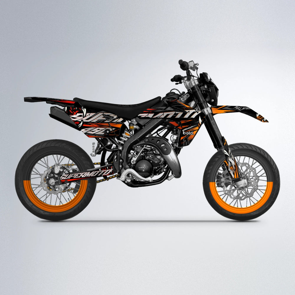 SAVAGE Rieju MRT supermoto graphics kit in Red & Orange