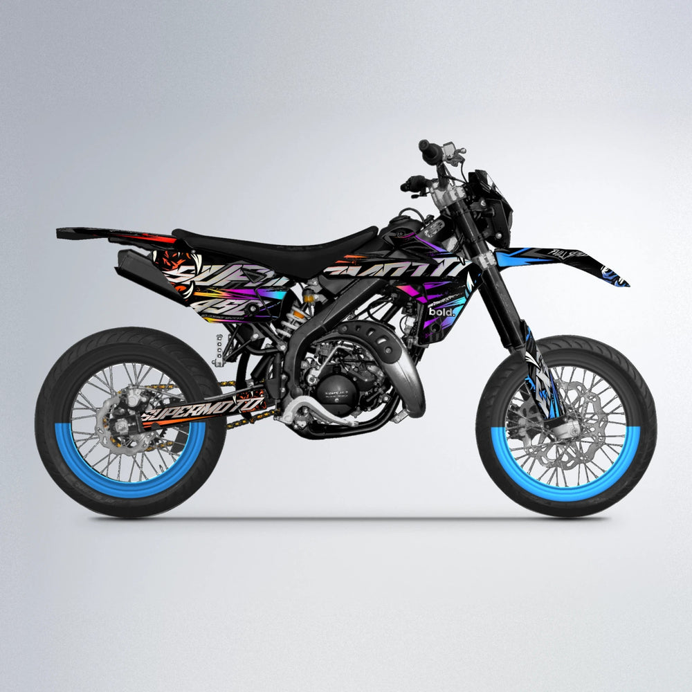 SAVAGE Rieju MRT supermoto graphics kit in Sunset Fade