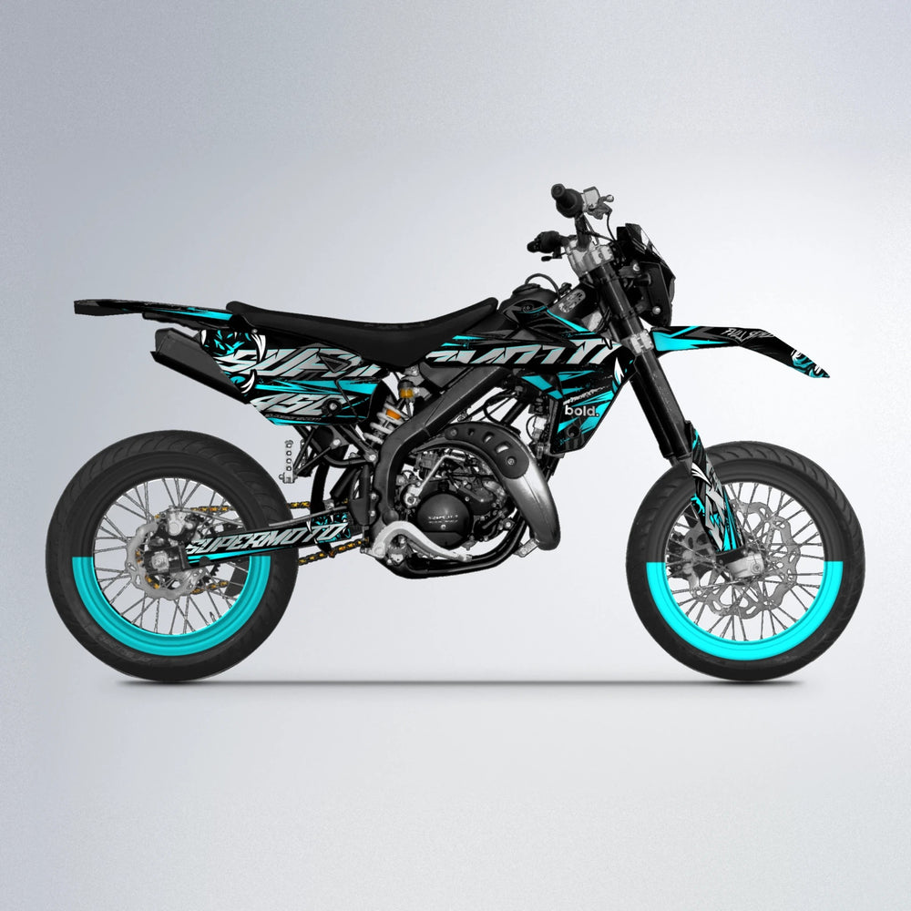 SAVAGE Rieju MRT supermoto graphics kit in Teal