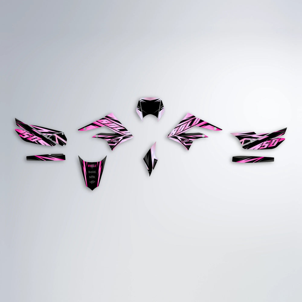 SCAN Derbi Senda graphics kit parts layout in Flamingo