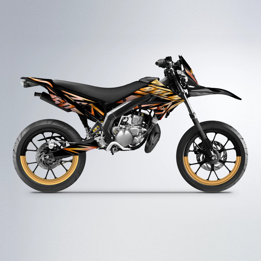 SCAN Derbi Senda supermoto graphics kit in Orange & Yellow