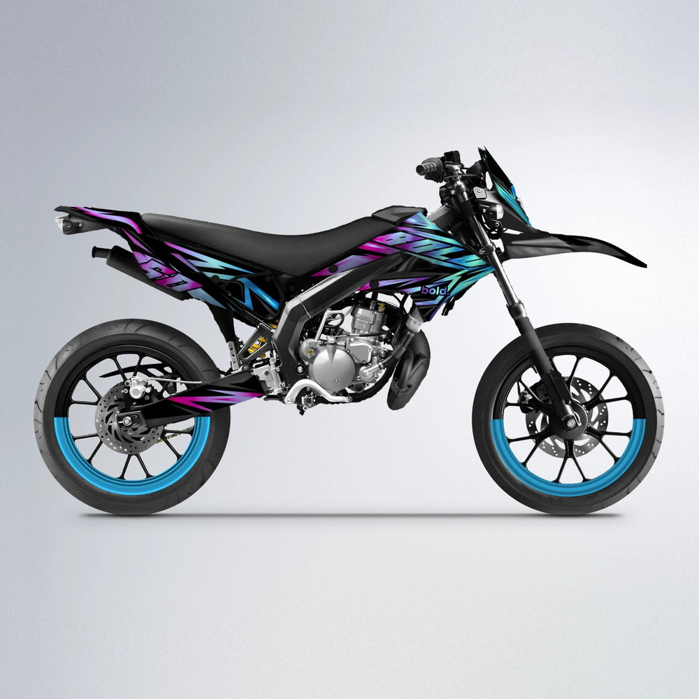 SCAN Derbi Senda supermoto graphics kit in Pink & Light Blue