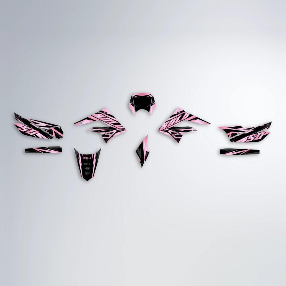SCAN Derbi Senda graphics kit parts layout in Sakura Pink