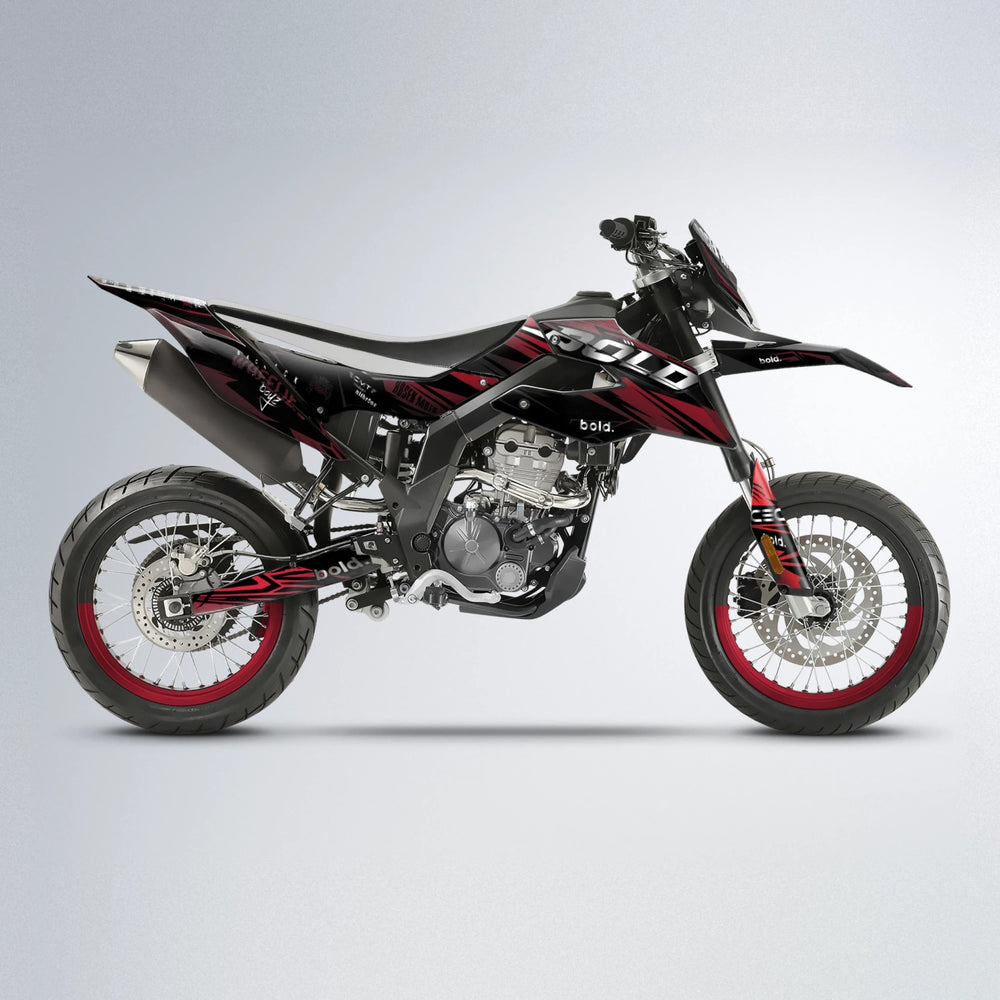 SEBBE ROSEN Aprilia SX 125 supermoto graphics kit in Black & Red