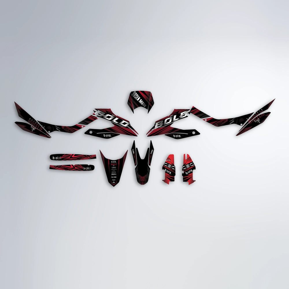 SEBBE ROSEN Aprilia SX 125 graphics kit parts layout in Black & Red