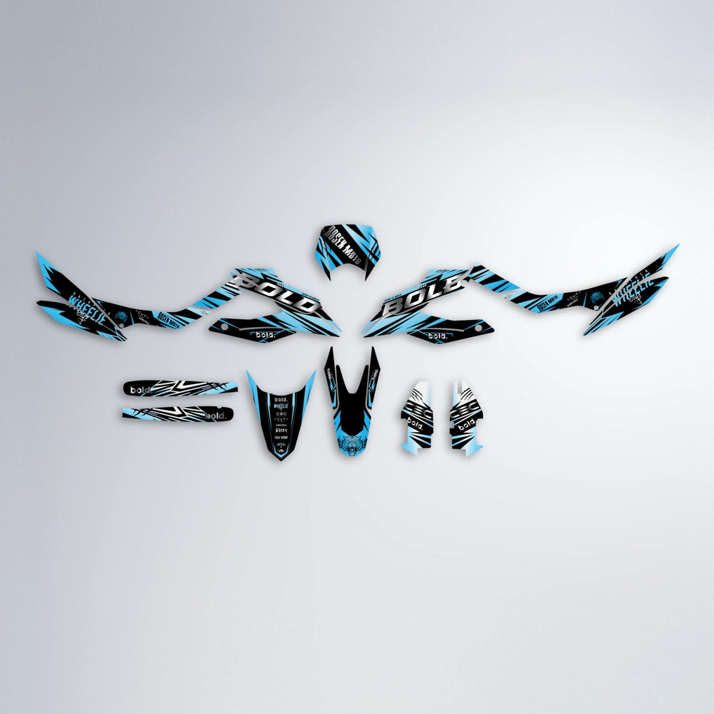 SEBBE ROSEN Aprilia SX 125 graphics kit parts layout in Light Blue & White