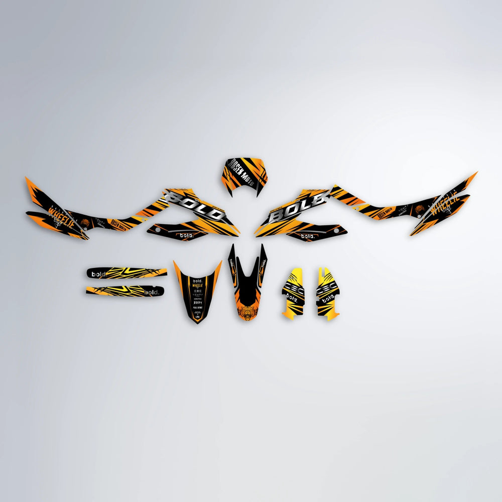 SEBBE ROSEN Aprilia SX 125 graphics kit parts layout in Orange & Yellow