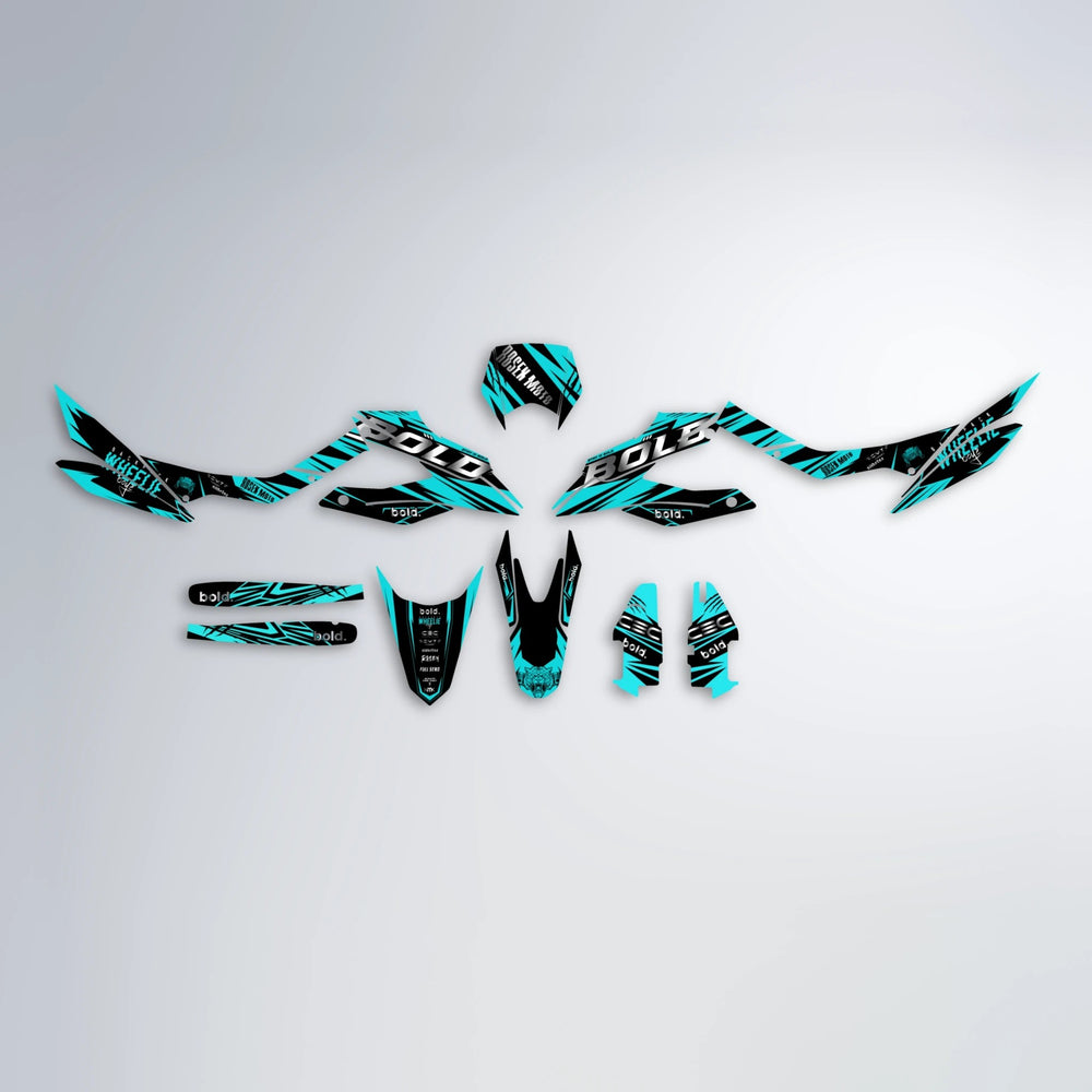 SEBBE ROSEN Aprilia SX 125 graphics kit parts layout in Teal