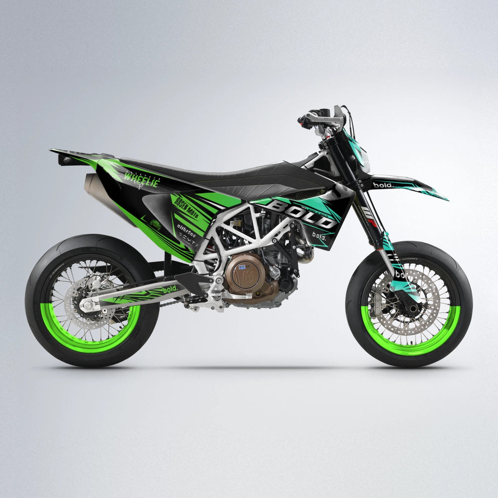 SEBBE ROSEN Husqvarna 701 supermoto graphics kit in Cyan & Green