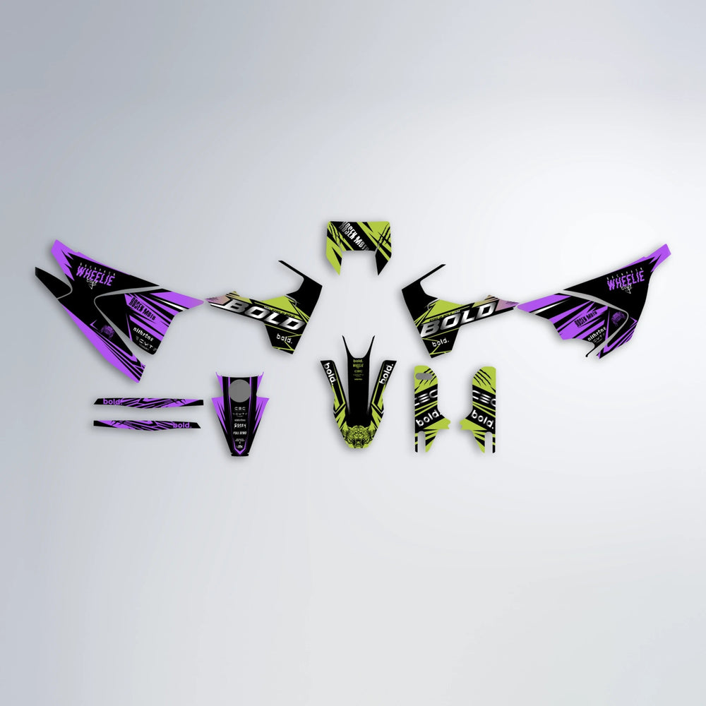 SEBBE ROSEN Husqvarna 701 graphics kit parts layout in Purple & Yellow