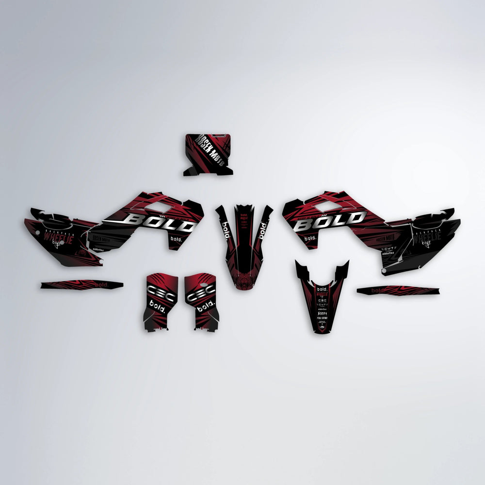 SEBBE ROSEN Husqvarna FE/TE graphics kit parts layout in Black & Red