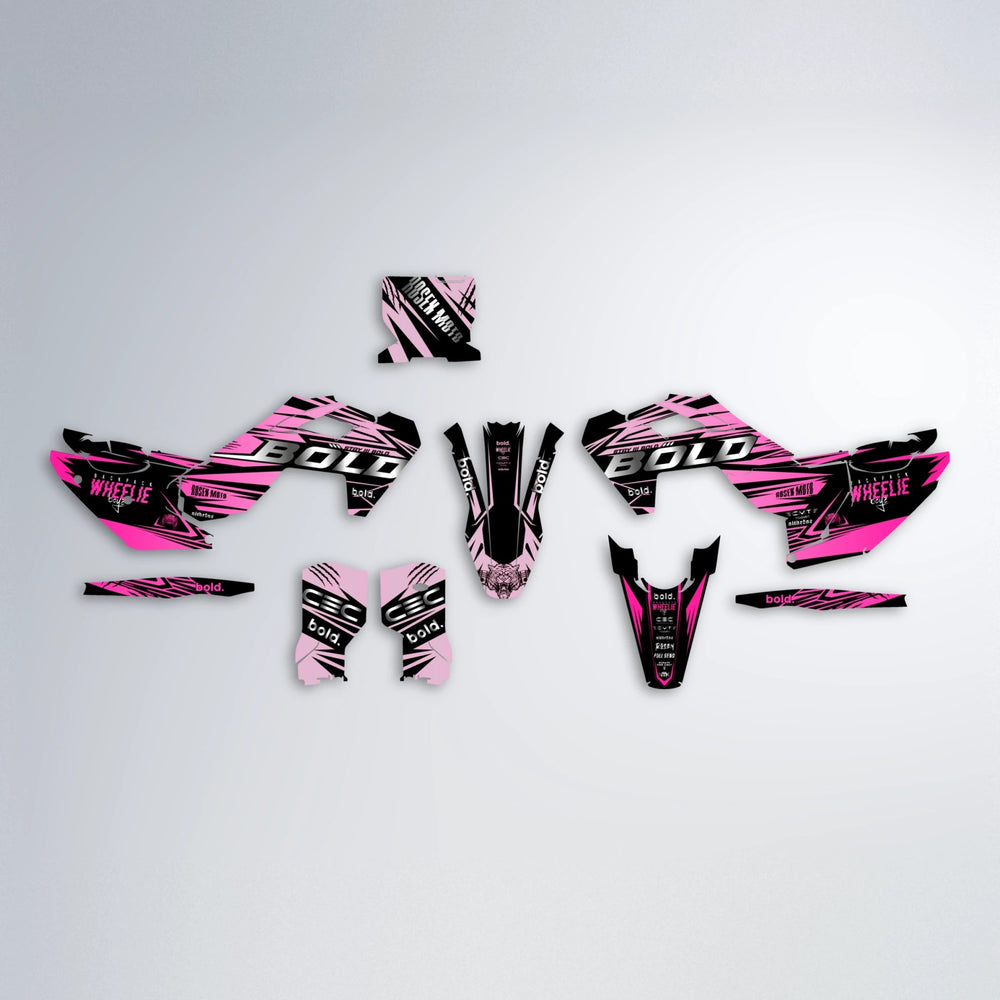 SEBBE ROSEN Husqvarna FE/TE graphics kit parts layout in Flamingo