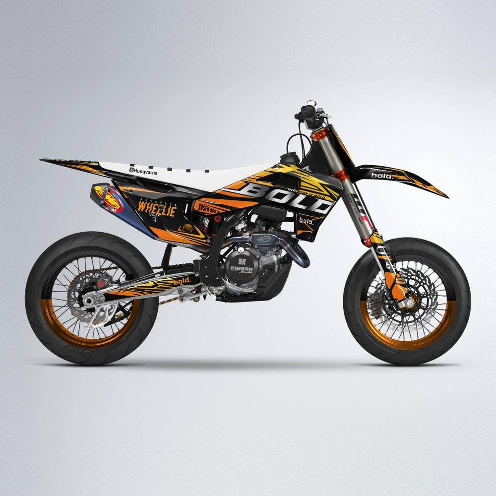 SEBBE ROSEN Husqvarna FE/TE supermoto graphics kit in Orange & Yellow