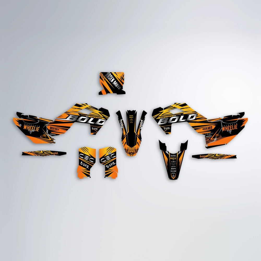 SEBBE ROSEN Husqvarna FE/TE graphics kit parts layout in Orange & Yellow