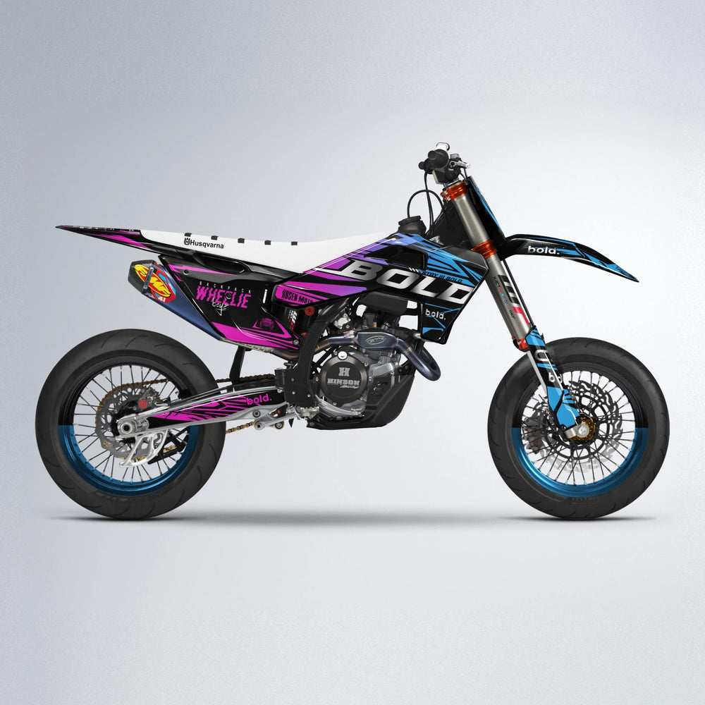 SEBBE ROSEN Husqvarna FE/TE supermoto graphics kit in Pink & Light Blue