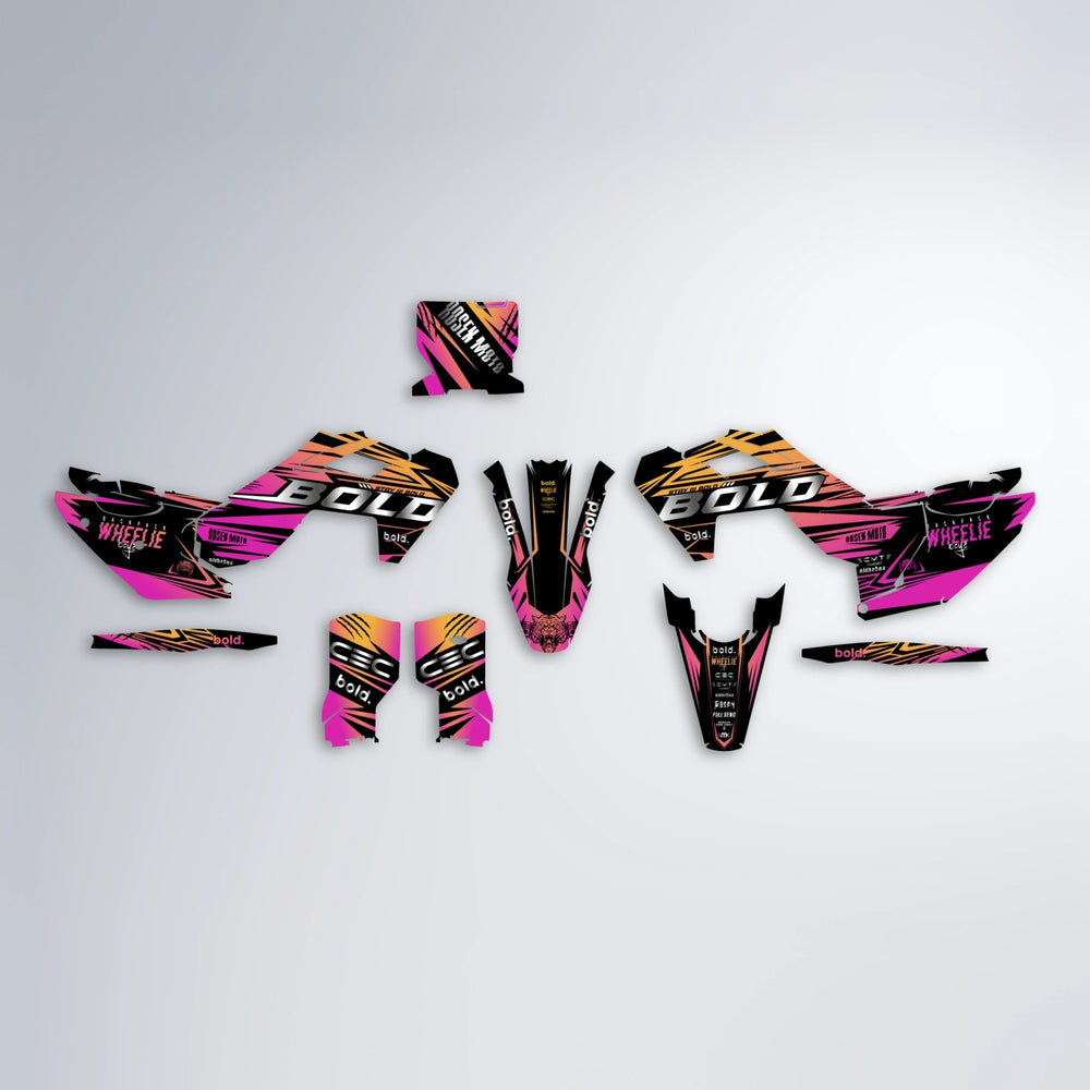 SEBBE ROSEN Husqvarna FE/TE graphics kit parts layout in Pink & Yellow