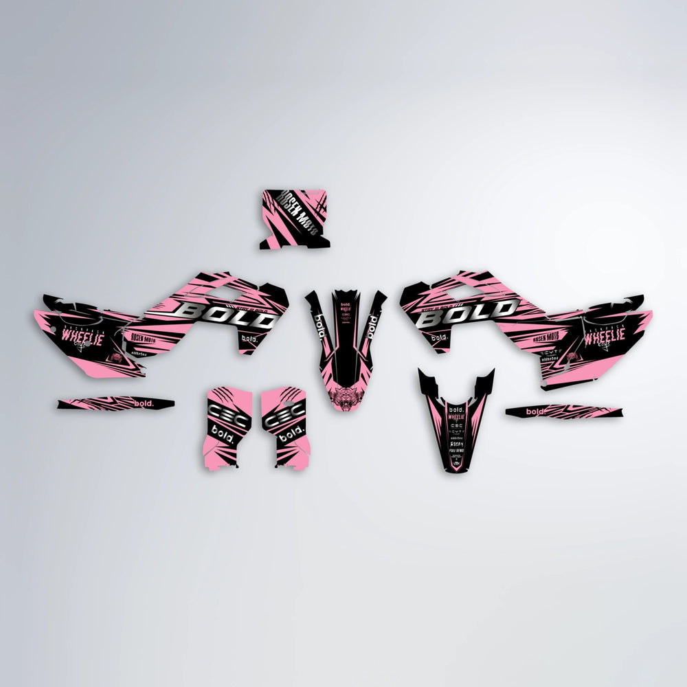 SEBBE ROSEN Husqvarna FE/TE graphics kit parts layout in Sakura Pink