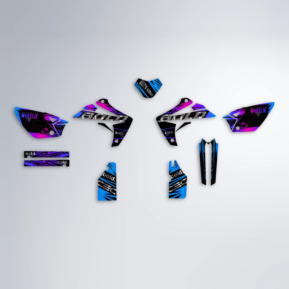 SEBBE ROSEN Rieju MRT graphics kit parts layout in Blue Purple Fade