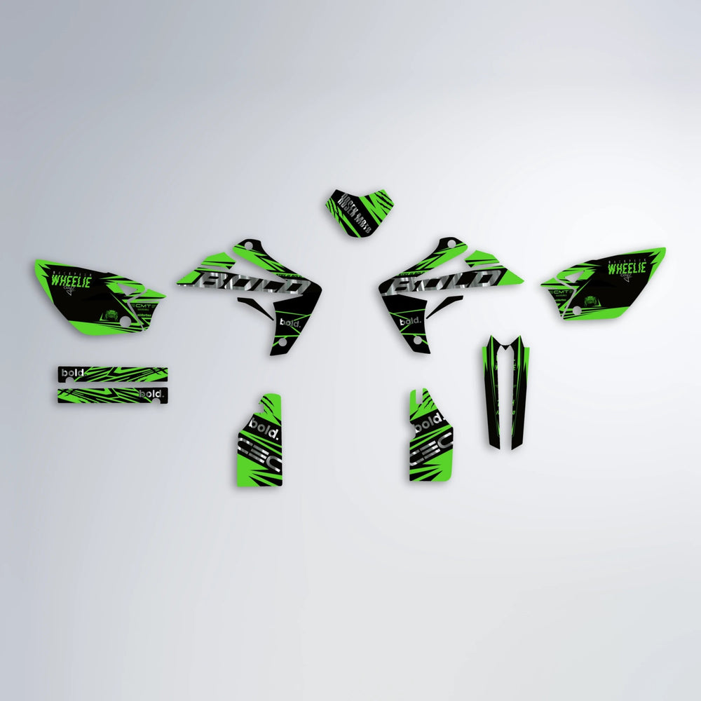 SEBBE ROSEN Rieju MRT graphics kit parts layout in Green