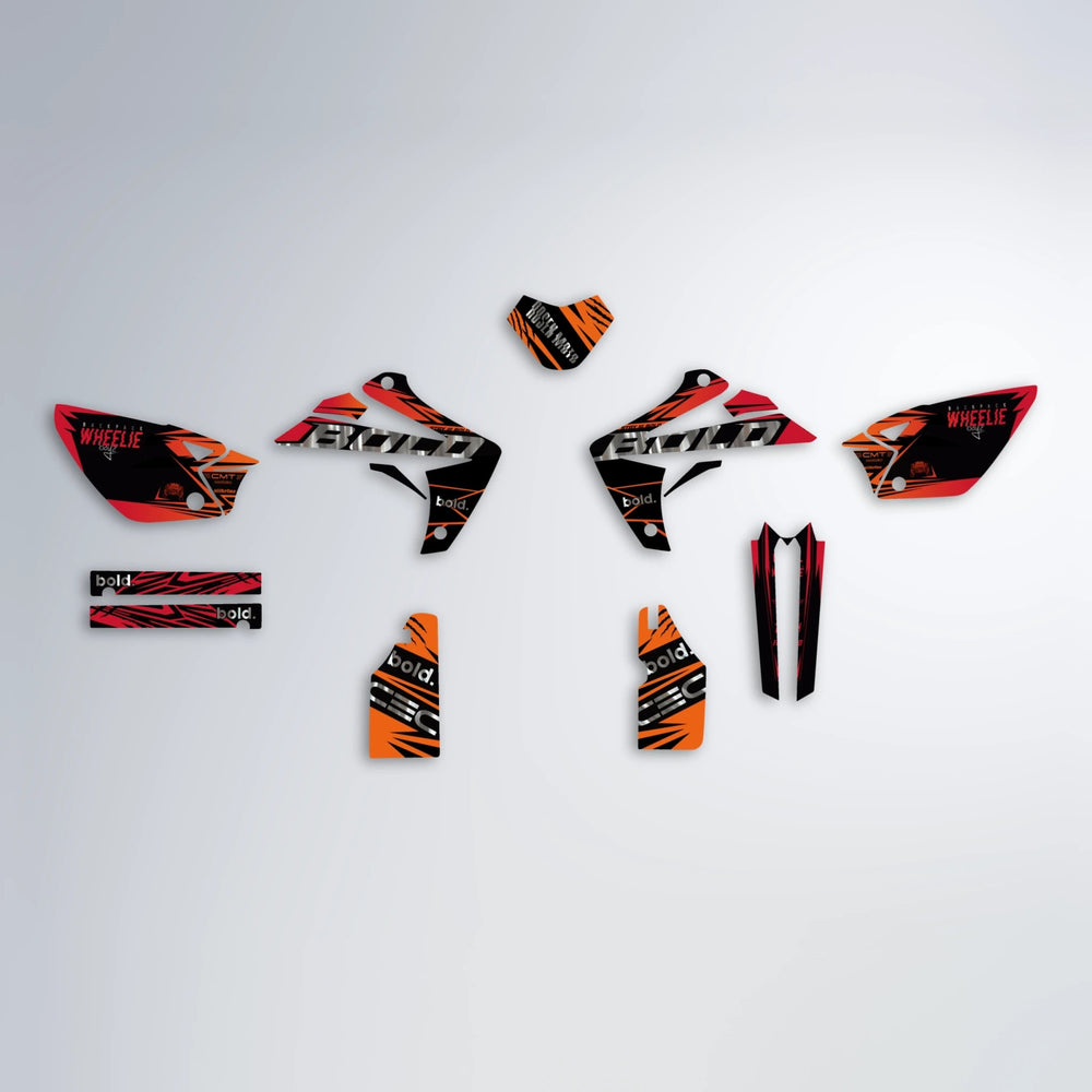 SEBBE ROSEN Rieju MRT graphics kit parts layout in Red & Orange