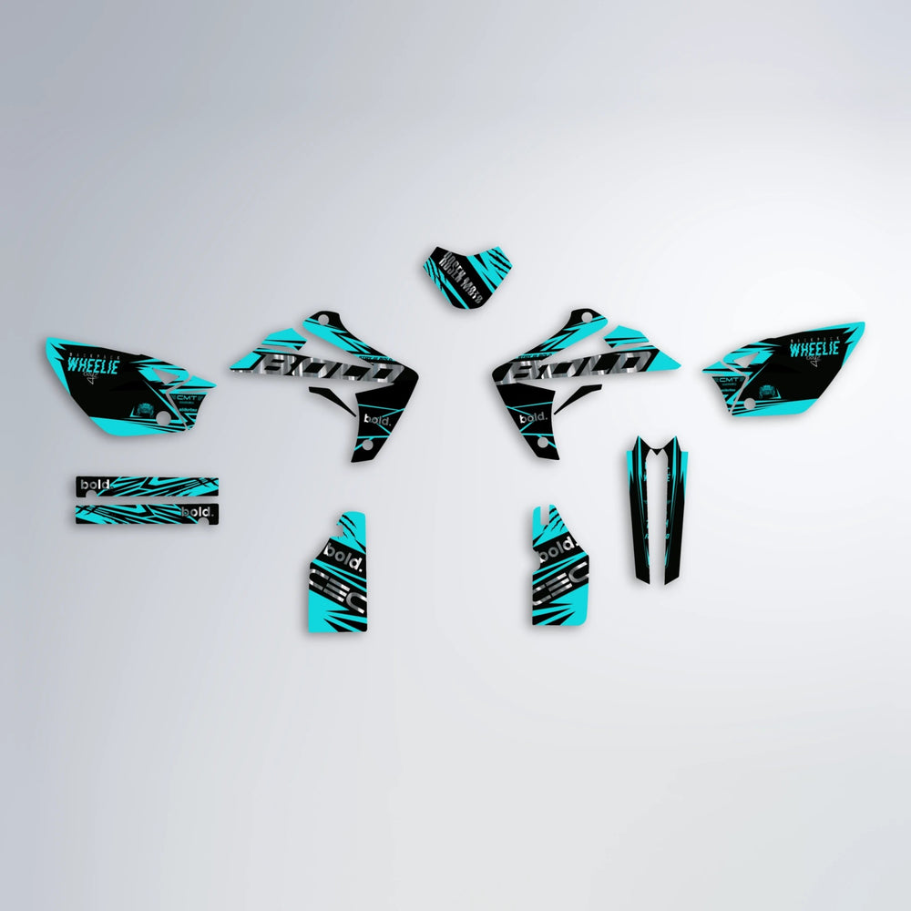 SEBBE ROSEN Rieju MRT graphics kit parts layout in Teal