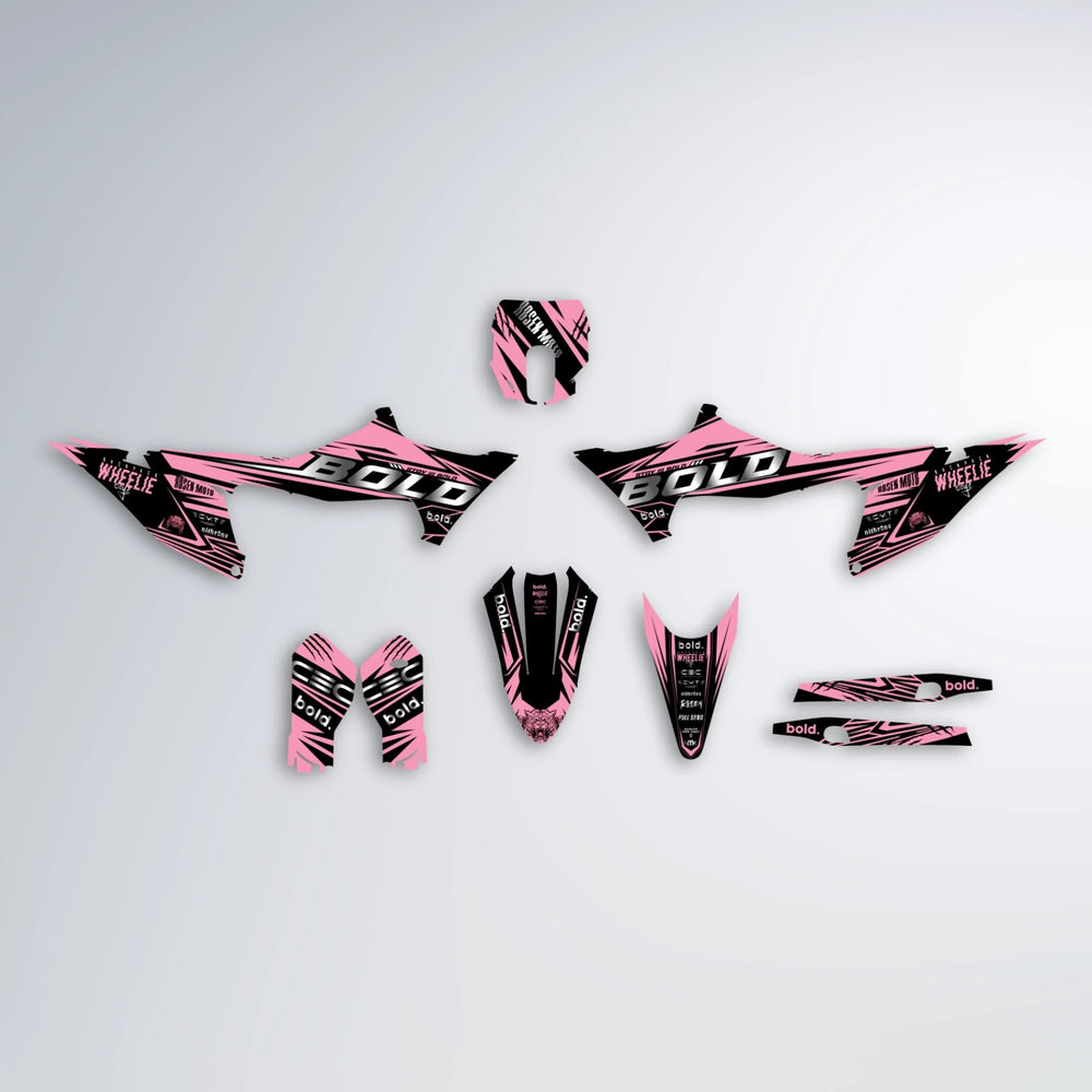 SEBBE ROSEN Stark Varg MX graphics kit parts layout in Sakura Pink