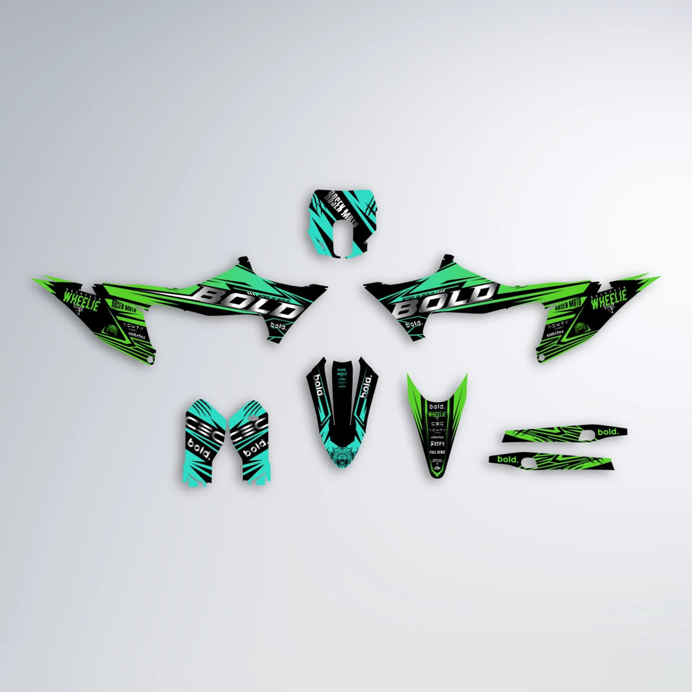 SEBBE ROSEN Stark Varg SM graphics kit parts layout in Cyan & Green