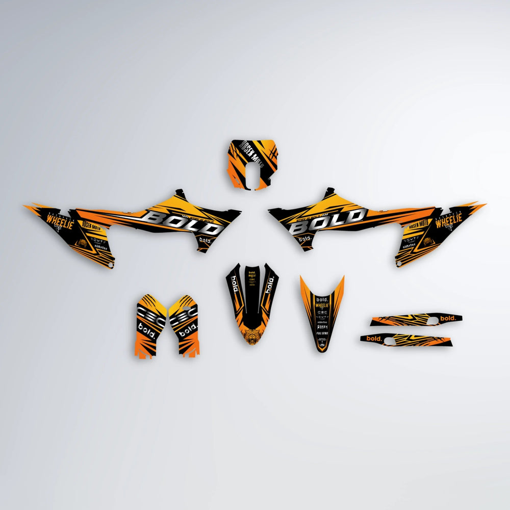 SEBBE ROSEN Stark Varg SM graphics kit parts layout in Orange & Yellow