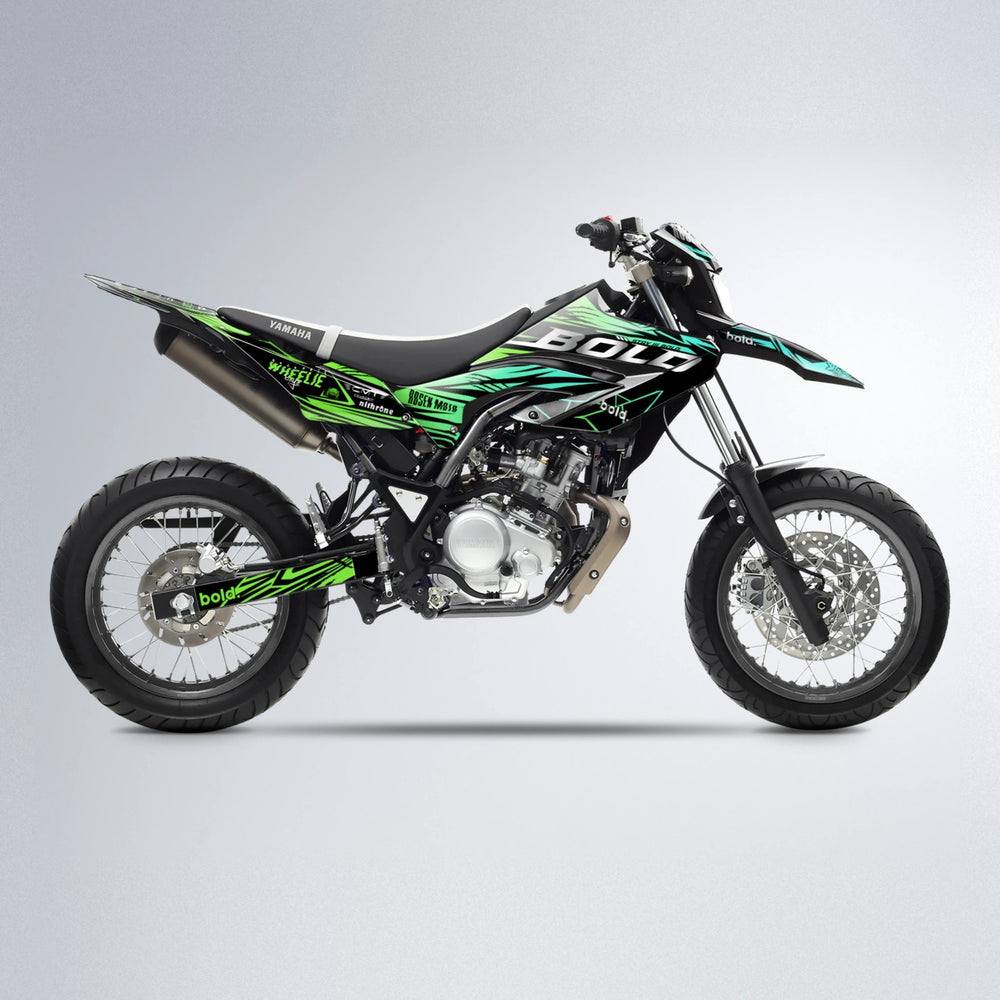 SEBBE ROSEN Yamaha WR 125X supermoto graphics kit in Cyan & Green