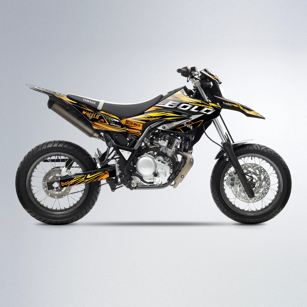SEBBE ROSEN Yamaha WR 125X supermoto graphics kit in Orange & Yellow